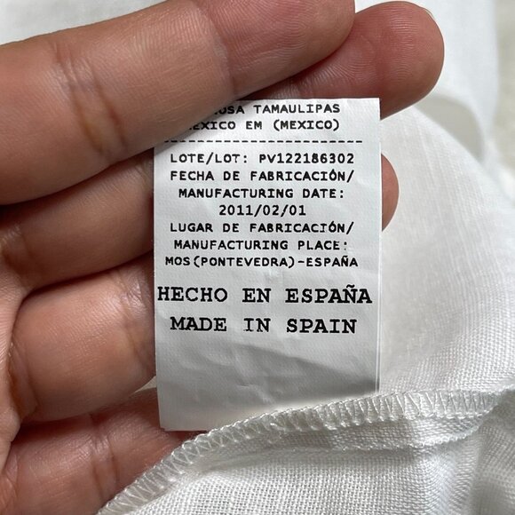 Pili Carrera Kid's White 1/2 Button Down Long Sleeve Linen Cotton Shirt Size 5 - Picture 7 of 9